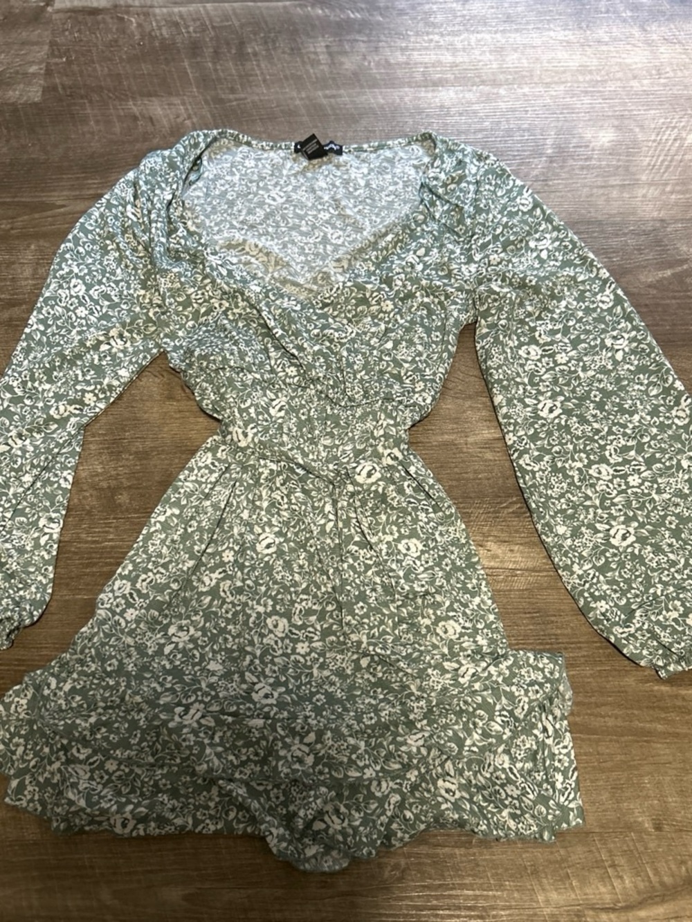 Charlotte Russe Sage Green Floral Long Sleeve Dress